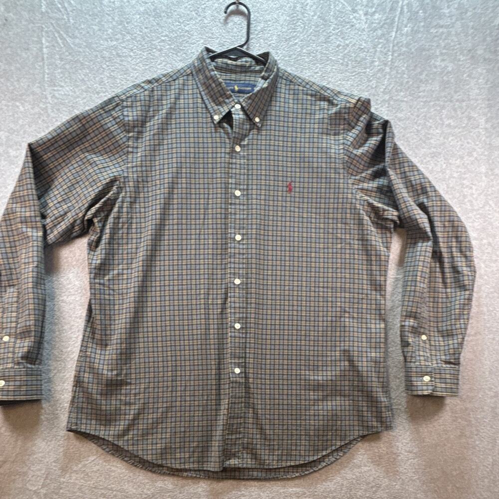 Ralph Lauren Men's XL Long Sleeve Plaid Button Down 100% Cotton Blue green Red